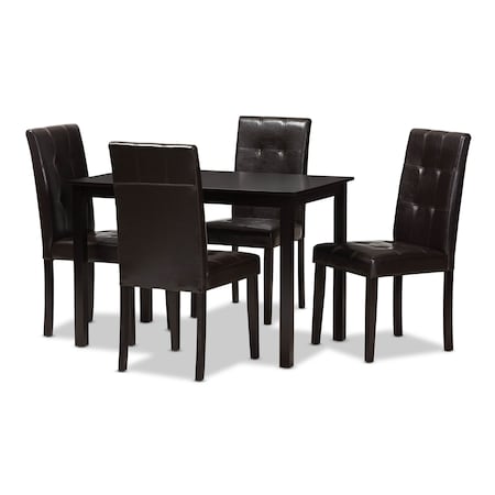 Baxton Studio Avery Modern Dark Brown Faux Leather Upholstered 5-Piece Dining Set 142-8030-8026